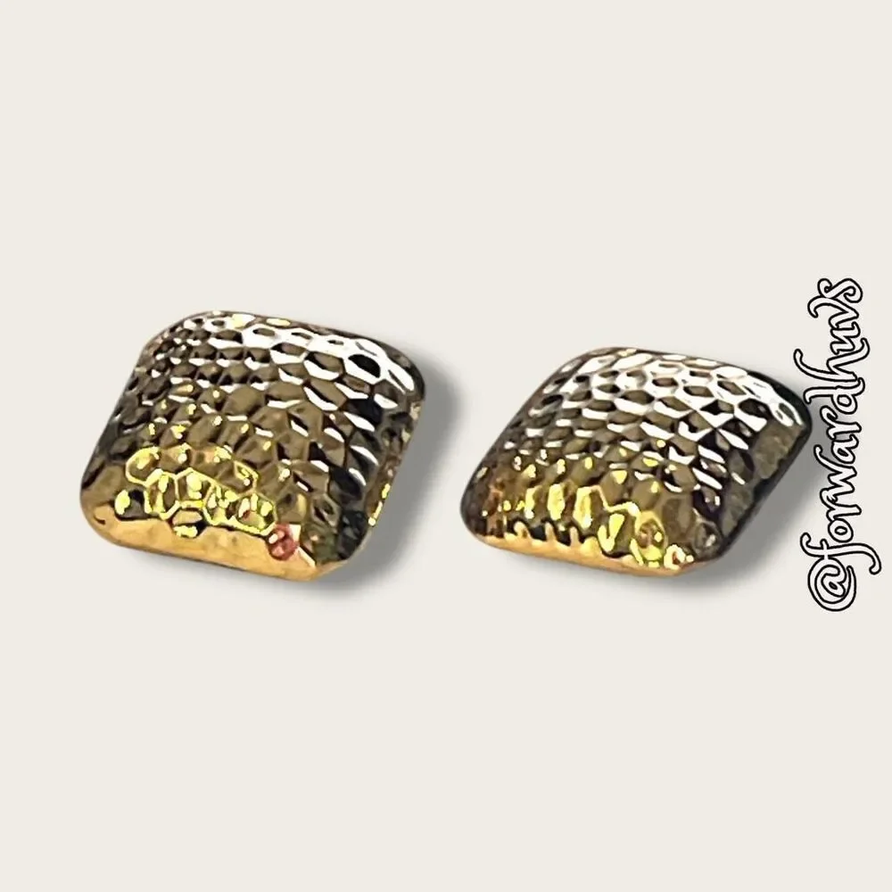 Bundle Sale 3 for $15 | Gold-Tone Textured Square Clip-On Earrings
